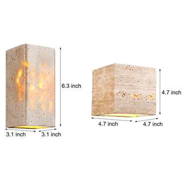 Wabi-Sabi Gelbe Travertin LED-Wandleuchte - Quadratisch/Rechteck