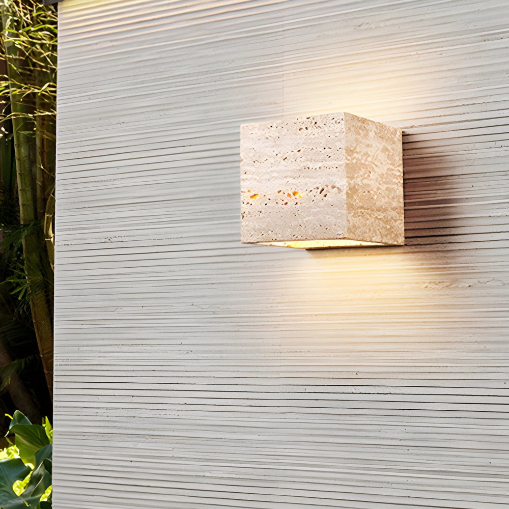 Wabi-Sabi Gelbe Travertin LED-Wandleuchte - Quadratisch/Rechteck