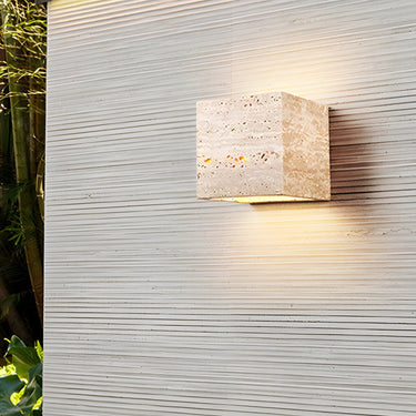 Wabi-Sabi Gelbe Travertin LED-Wandleuchte - Quadratisch/Rechteck