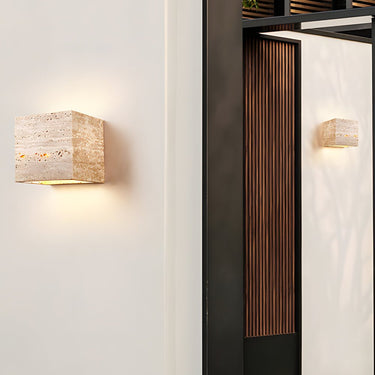 Wabi-Sabi Gelbe Travertin LED-Wandleuchte - Quadratisch/Rechteck