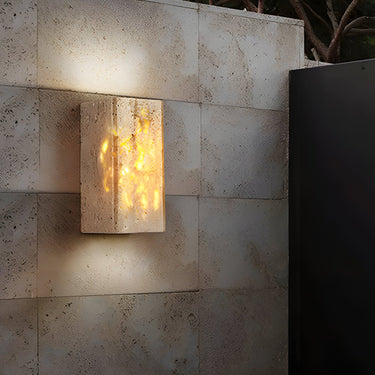 Wabi-Sabi Gelbe Travertin LED-Wandleuchte - Quadratisch/Rechteck