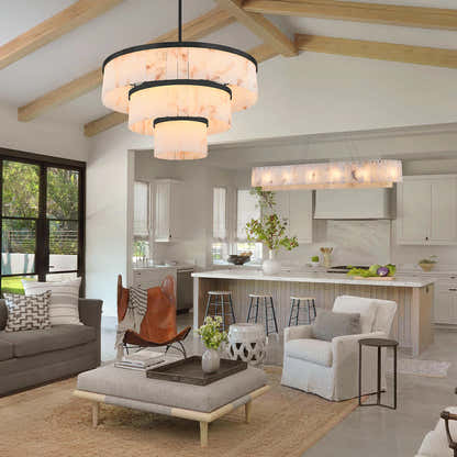 Solmare Alabaster Round Chandelier 34"#Finish_Black