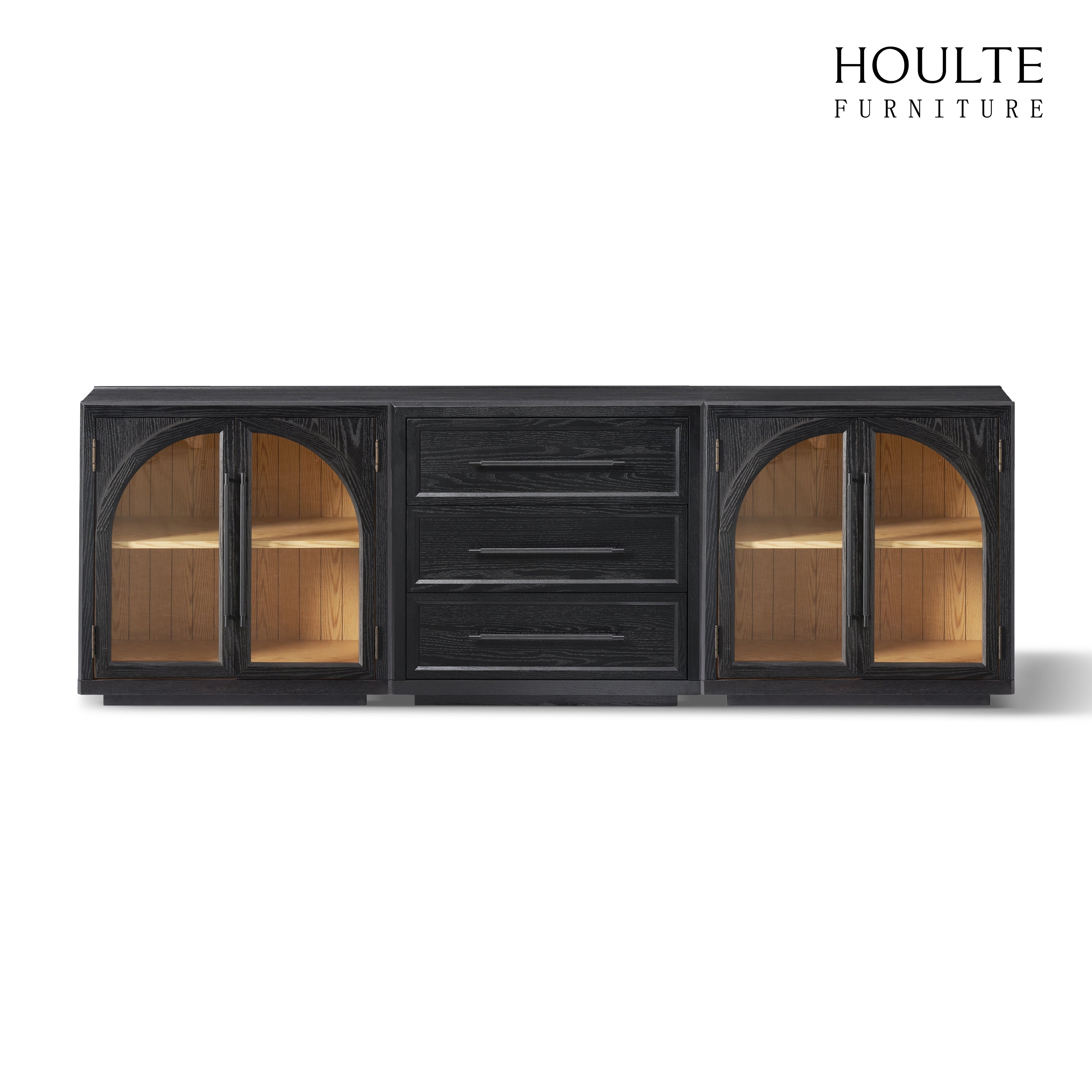 Alvar Arched 94,5″ Modulare Medienkonsole aus Eiche (3er-Set)