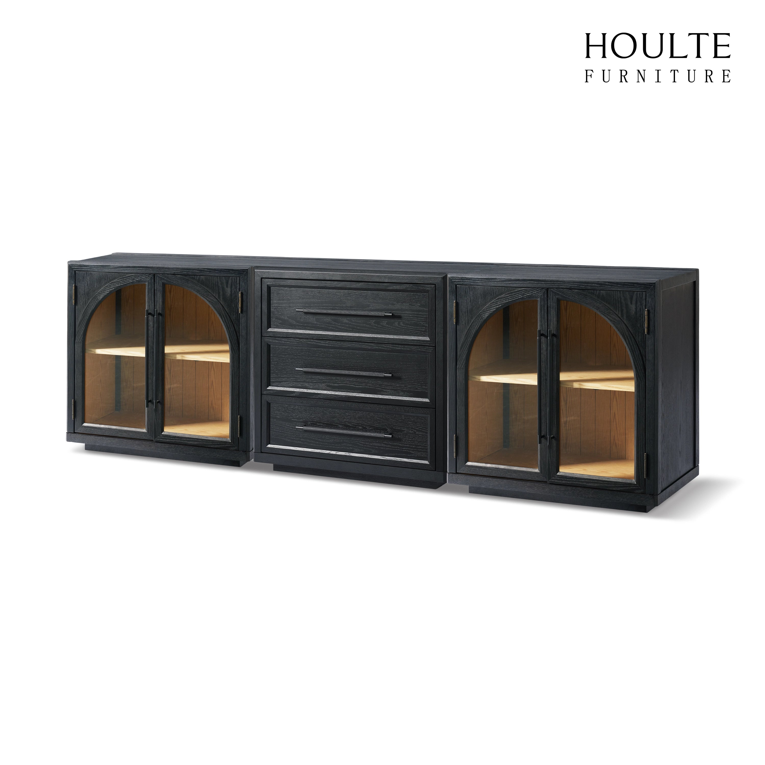 Alvar Arched 94,5″ Modulare Medienkonsole aus Eiche (3er-Set)